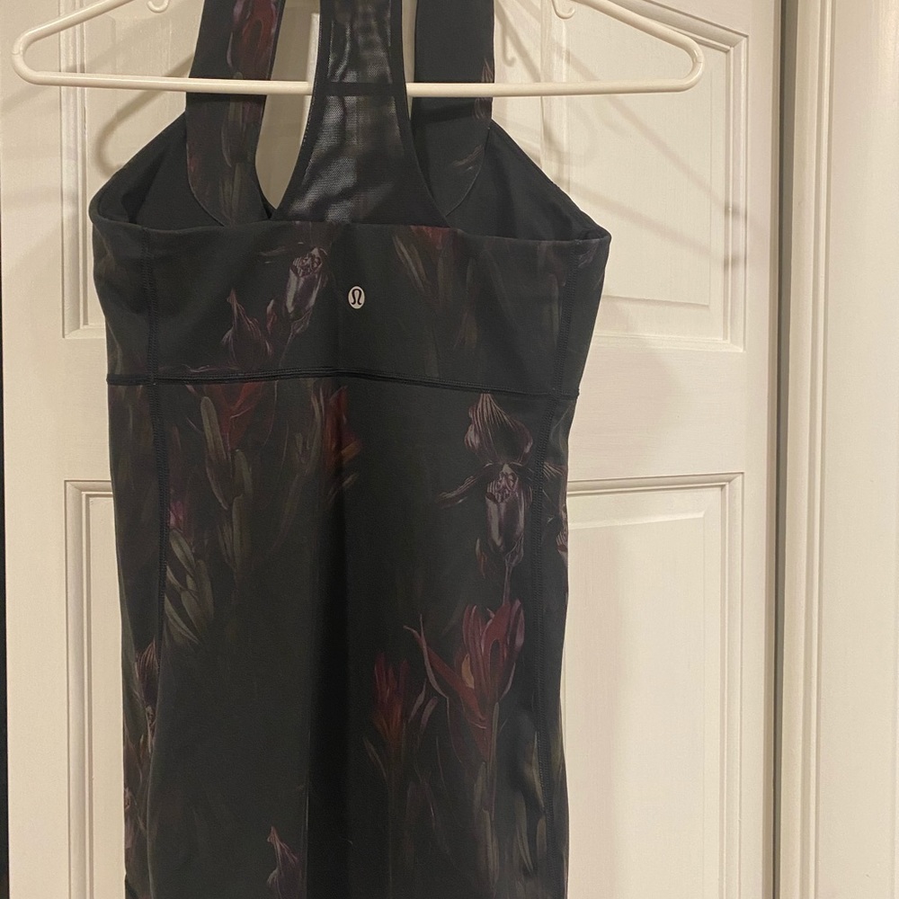 Black floral Lululemon tank